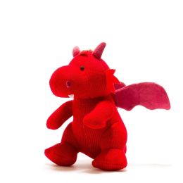 Knitted Red Dragon - Rattle and Soft toy