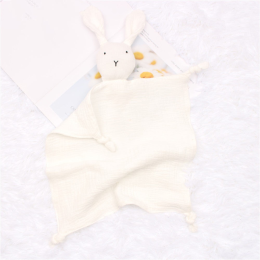 White Organic Cotton Muslin Bunny Comforter
