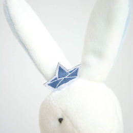 Lapin Matelot - White Rabbit Blue Doudou (Comfort Blanket) in beautiful Gift Box.