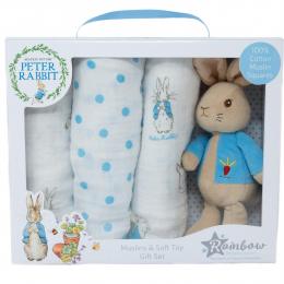 Peter Rabbit Soft Toy and Muslin Gift Set