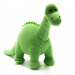 Small Knitted Green Diplodocus Dinosaur Rattle