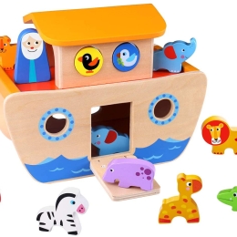 Wooden Noah's Ark with animals