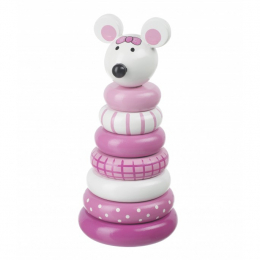 Pink Mouse Wooden Stacking Rings