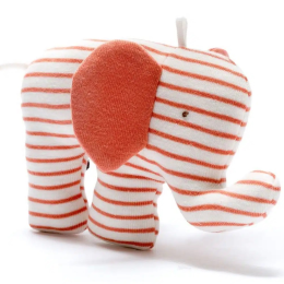 Organic Egyptian Cotton Coral Pink Stripy Elephant