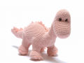 Organic Cotton Pink Diplodocus Knitted Toy With Rattle