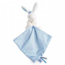 Lapin Matelot - White Rabbit Blue Doudou (Comfort Blanket) in beautiful Gift Box.