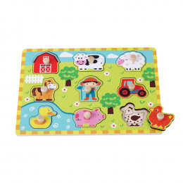 Farmyard Animals Wooden Peg Puzzle