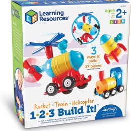 Learning resources - 1 2 3 Build It - Rocket, Train, Helicopter