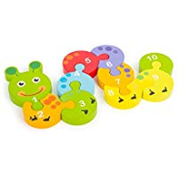 Wooden Number Puzzle - Caterpillar