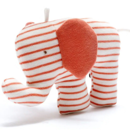 Organic Egyptian Cotton Coral Pink Stripy Elephant