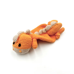 Fair Trade Cotton Crochet Dinosaur Comforter - Soft Orange