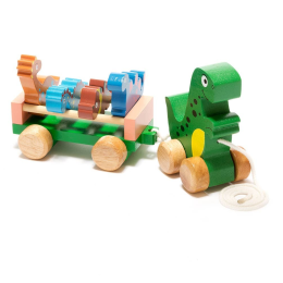 Fair Trade and Handmade Wooden Dinosaur Pull Along Toy