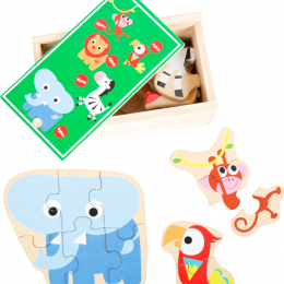 Wild Zoo Animals Wooden Puzzle Box