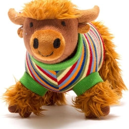 Knitted Highland Cow with Striped Jumper