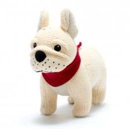 Knitted French Bulldog  Rattle Toy