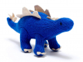 Small Knitted Blue Stegosaurus Dinosaur Rattle