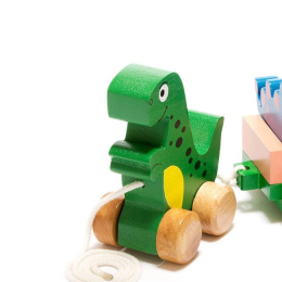 Fair Trade and Handmade Wooden Dinosaur Pull Along Toy