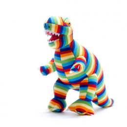 Knitted T-Rex in Bold Stripe - Large Size