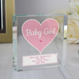 Personalised - Baby Girl - Large Crystal Token