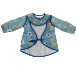 Elephant and Giraffe Coverall Long Sleeve Bib