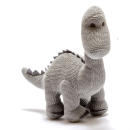 Organic Cotton Small Grey Diplodocus Soft Knitted Toy