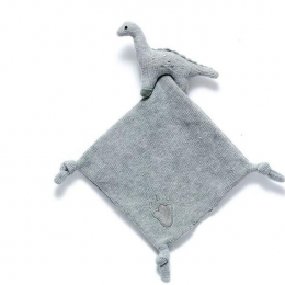 Organic Cotton Knitted Grey Dinosaur Comforter