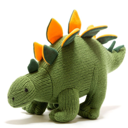 Knitted Stegosaurus in Moss Green - Medium size