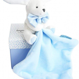 Doudou et Compagnie - Lapin Mouchoir Blue - Gift Boxed