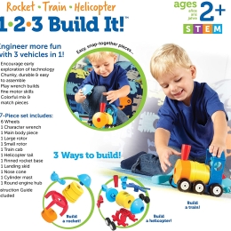 Learning resources - 1 2 3 Build It - Rocket, Train, Helicopter