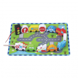 Wooden Lacing Game with Playboard - Traffic Design