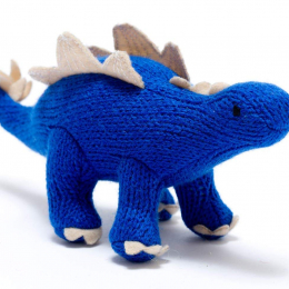 Small Knitted Blue Stegosaurus Dinosaur Rattle