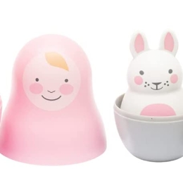 Pink Pastel Nesting Babies with chiming Bo Bunny
