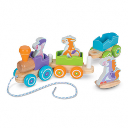First Play Wooden Rocking Farm Animals Pull Along Train