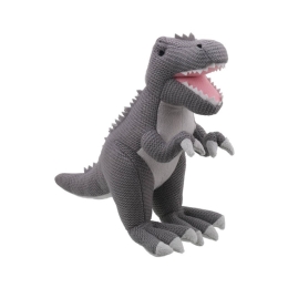 Wilberry - Grey Knitted T-Rex Medium Size Dinosaur