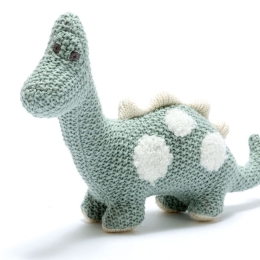 Knitted Organic Cotton Teal Diplodocus - Small Size