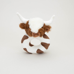 Texas Longhorn Brown Cream Highland Cow Ring Rattle