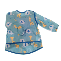 Elephant and Giraffe Coverall Long Sleeve Bib