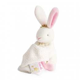 Lapin Fleur - White Rabbit Pink Doudou (Comfort Blanket) in beautiful Gift Box