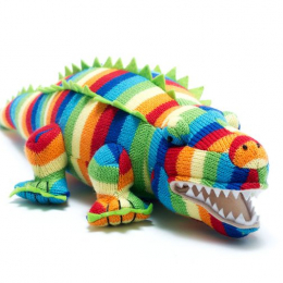 Bright Stripy Knitted Crocodile
