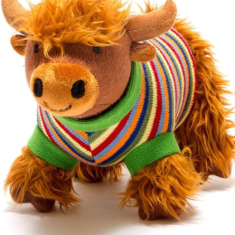 Knitted Highland Cow with Striped Jumper