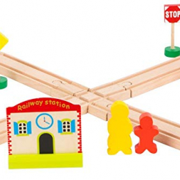 Wooden Train Set with Train and Station