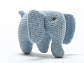 Knitted Blue Organic Cotton Elephant Rattle Toy