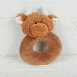 Mini Highland Coo and Ring Rattle Boxed Gift Set