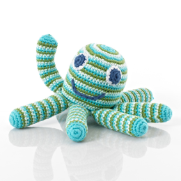 Fair Trade Cotton Crochet Octopus Rattle Baby Toy