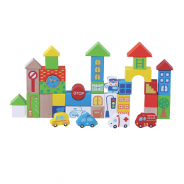 Wooden Traffic Building Blocks - 40 piece set