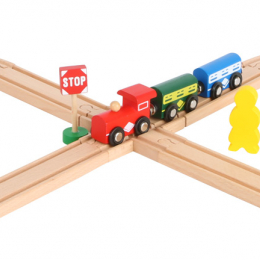 Wooden Train Set with Train and Station