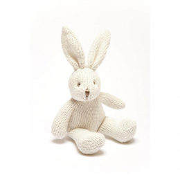 Knitted Organic Cotton White Bunny Rattle