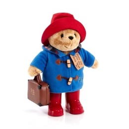 Large Paddington Bear Wearing Boots and Carrying Suitcase