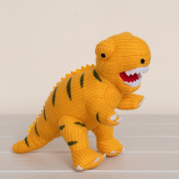 Small Knited Yellow T-Rex Dinosaur Rattle