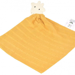 Giraffe Comforter - Mustard Yellow with Rubber Teether